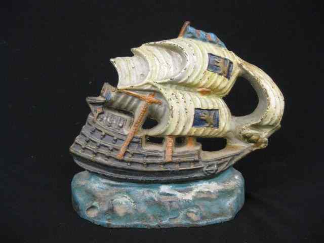 Appraisal: Antique Figural Cast Iron Doorstop sailing ship ''