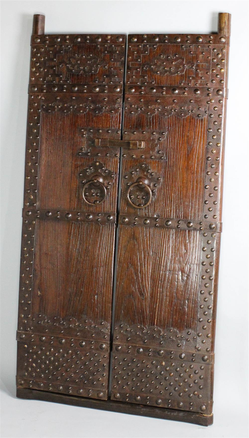 Appraisal: PAIR OF IRON-MOUNTED CHINESE DOORS of rectangular form with lightly