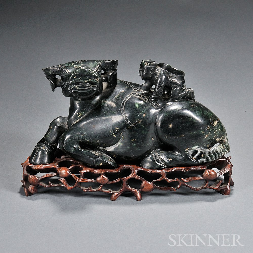 Appraisal: Stone Carving of a Reclined Ox China th century with