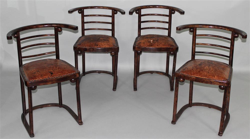 Appraisal: ASSEMBLED SET OF FOUR JOSEF HOFFMANN BENTWOOD FLEDERMAUS SIDE CHAIRS