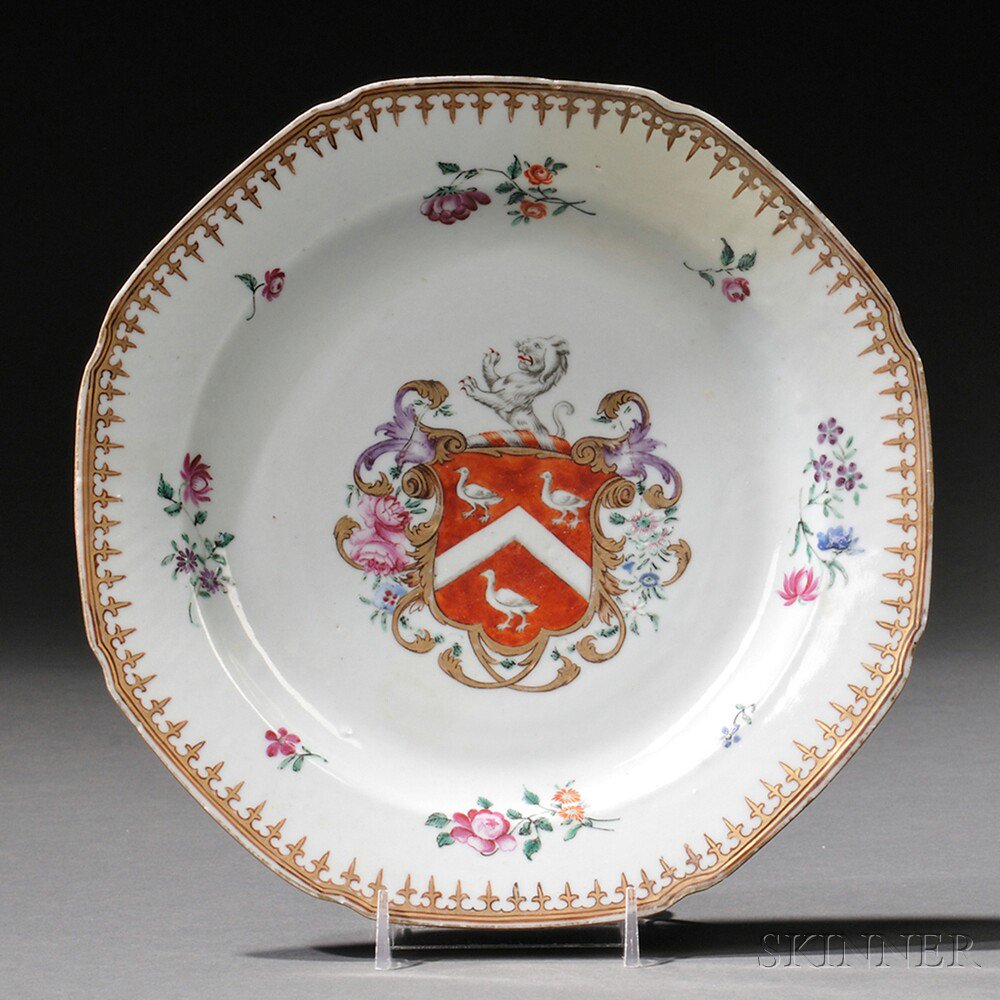 Appraisal: Armorial Porcelain Plate China late th century with polychrome and