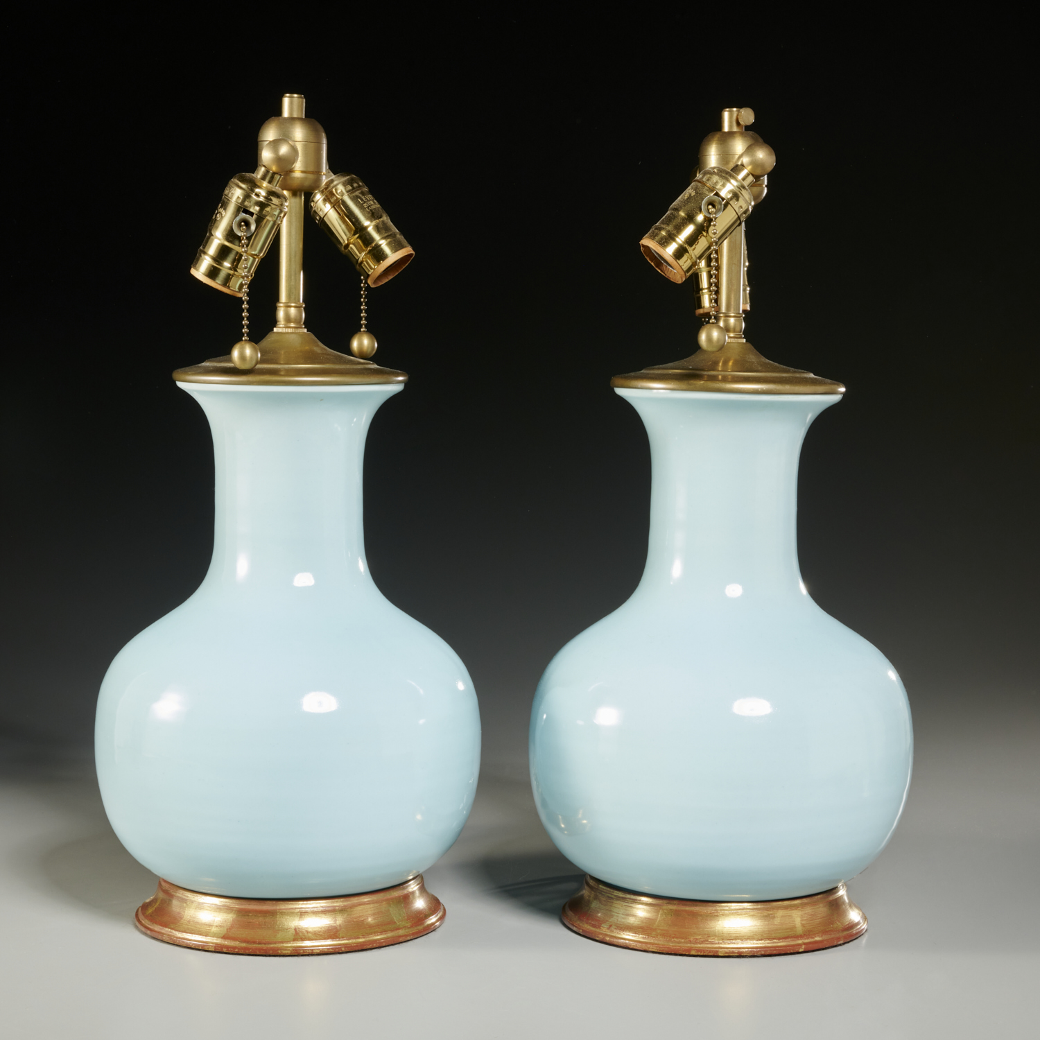 Appraisal: PAIR CHRISTOPHER SPITZMILLER WILLIAM LAMPS st c Hydrangea pale blue