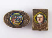 Appraisal: Two Russian silver snuff boxes with enamel plaques one a