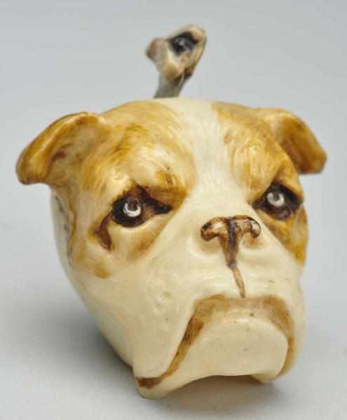 Appraisal: Bulldog Head Figural Tape Measure Description German Celluloid A fly