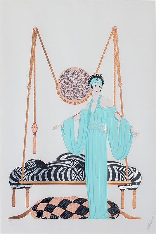 Appraisal: ERTE SERIGRAPH ''PILLOW SWING'' Sight size '' x '' pencil