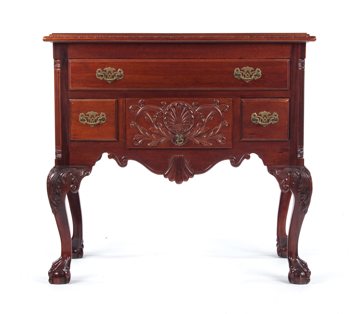 Appraisal: Chippendale style carved mahogany lowboy flat top with carved molded