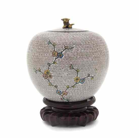 Appraisal: A Chinese Cloisonne Lidded Vase having a fu dog finial