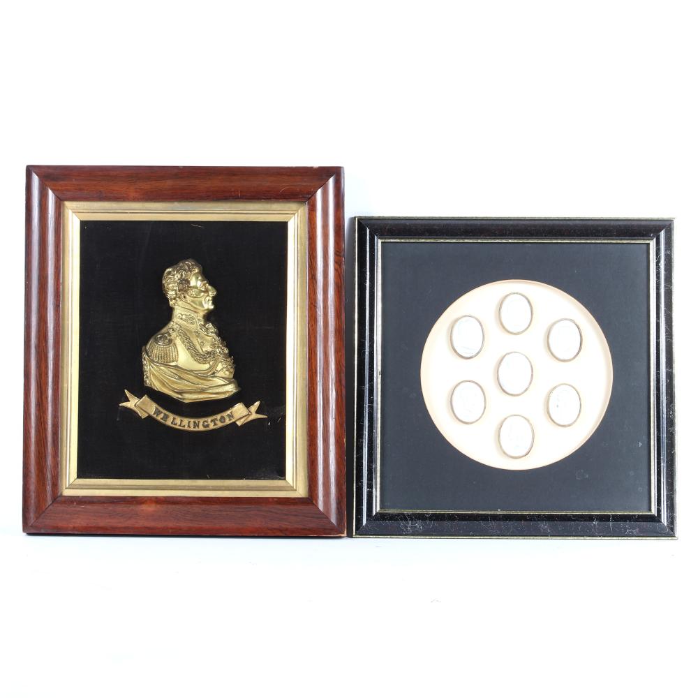 Appraisal: WELLINGTON BRASS RELIEF AND COLLECTION OF PARIAN BAS RELIEF CAMEO