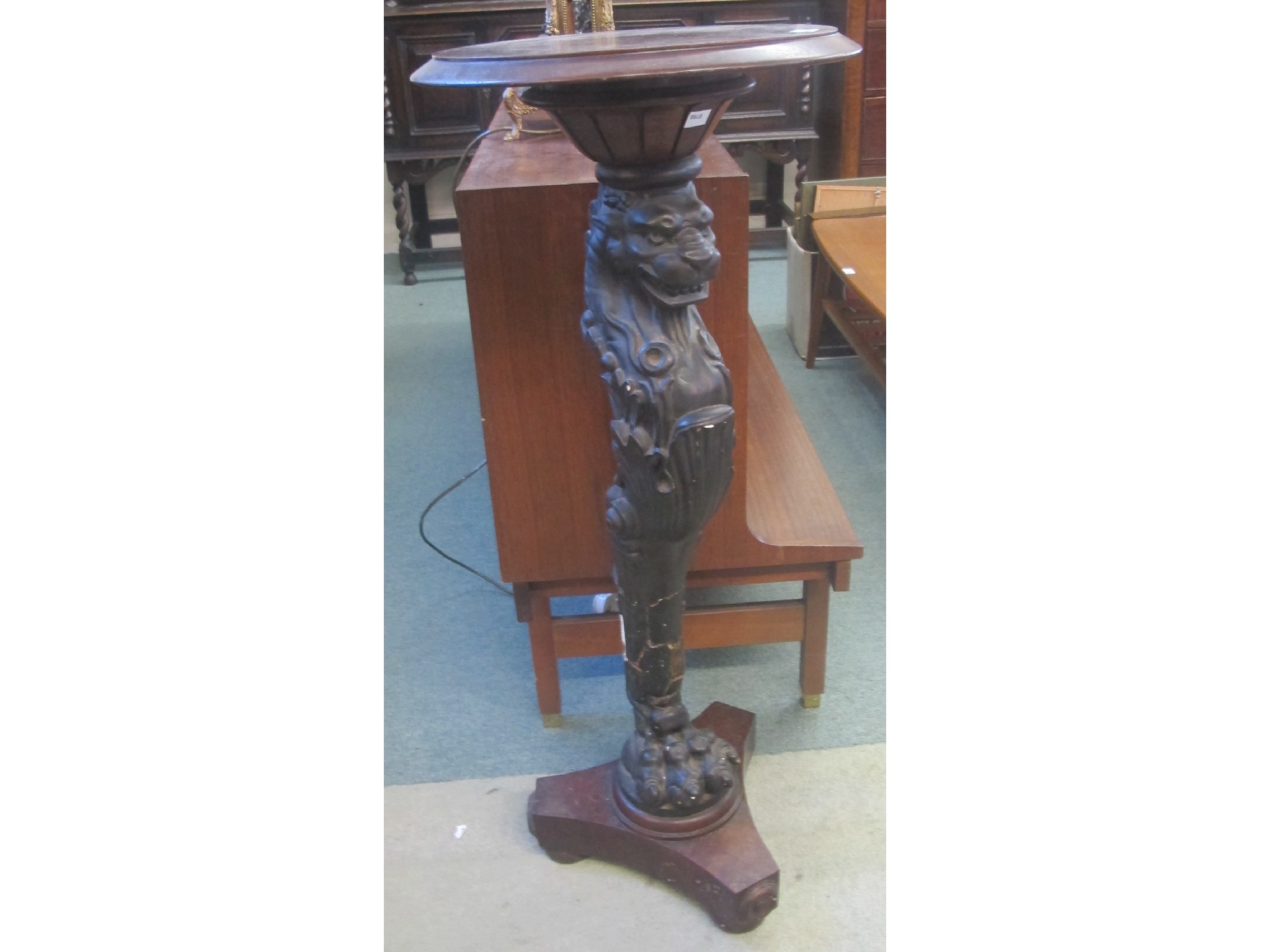 Appraisal: th Century painted gesso griffin plant pedestal