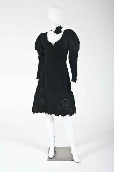 Appraisal: VINTAGE PAULINE TRIG RE BLACK WOOL CREPE COCKTAIL DRESS s