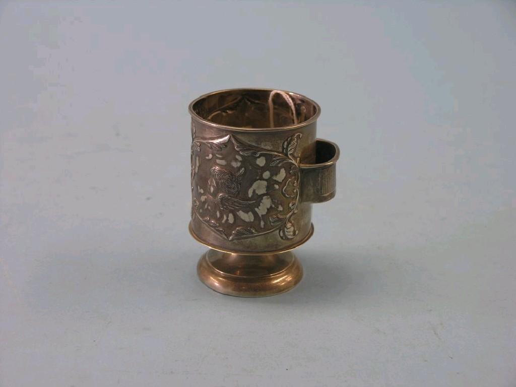 Appraisal: A silver combination match holder-strike by William Comyns cylindrical pedestal