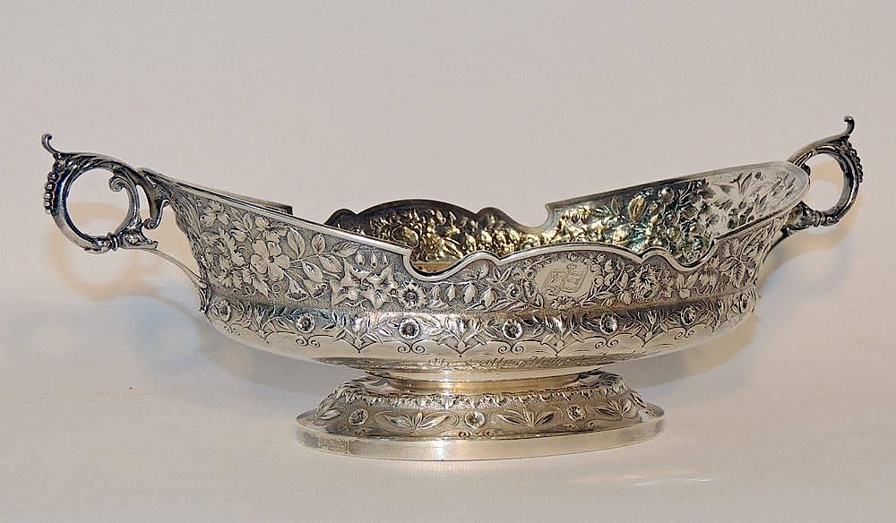 Appraisal: Gorham Sterling Presentation Bowl Circa Repouss foliate decoration Hallmark on