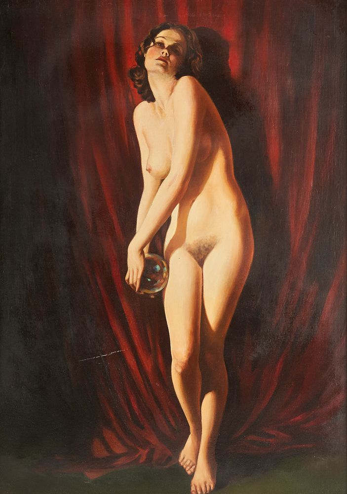 Appraisal: Charles Rubino Female Nude Oil on Board Charles E Rubino