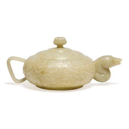 Appraisal: Chinese Mughal Gray Celadon Jade Teapot Estimate -