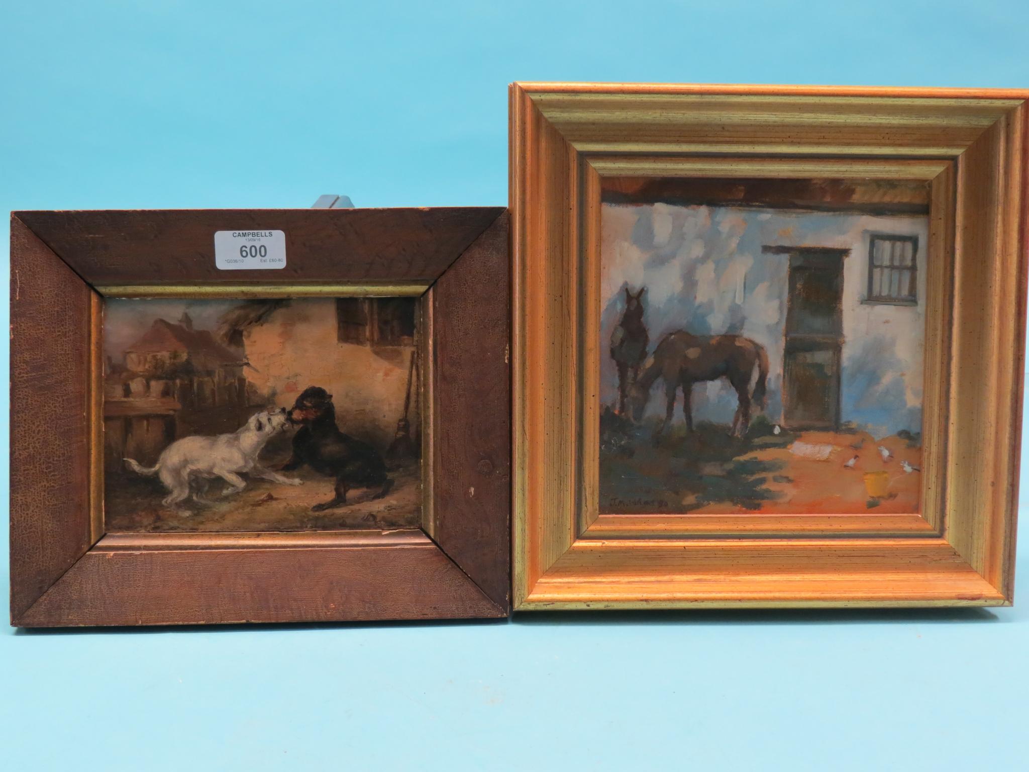 Appraisal: Jennifer Wright - oil on board two horses signed and