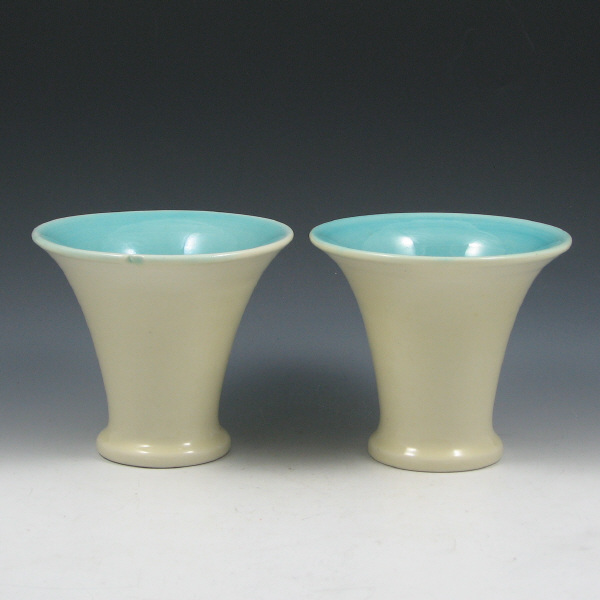 Appraisal: Pair of Rookwood flared vases in ivory and lined in