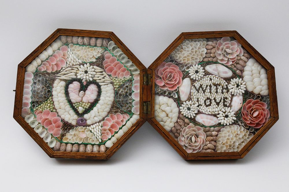 Appraisal: th c Double Sailor's Valentine Box -- With Love th