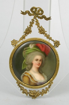 Appraisal: A Framed Miniature Portrait on Porcelain of Marie Antoinette A