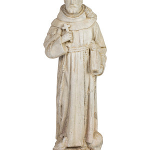 Appraisal: A Cast Stone Garden Ornament of St Francis Height inches