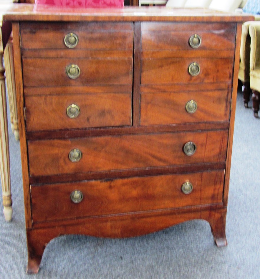 Appraisal: A George III mahogany commode fronted as a chest of