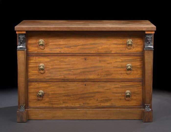 Appraisal: Regency-Style Mahogany Chest partially composed of antique elements the rectangular