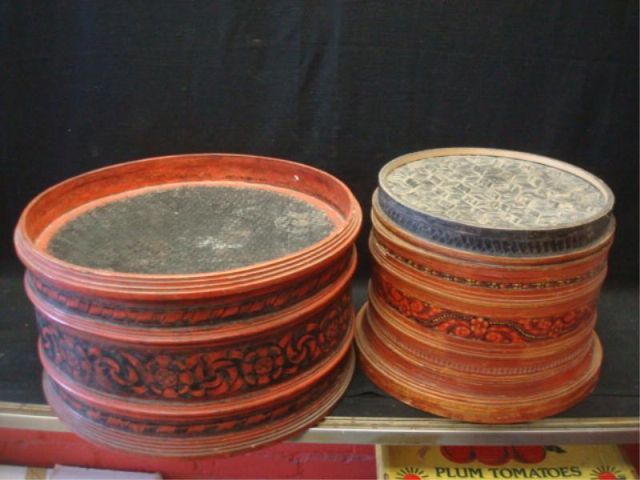 Appraisal: Two Asian Basket Steamers One is diameter at base x