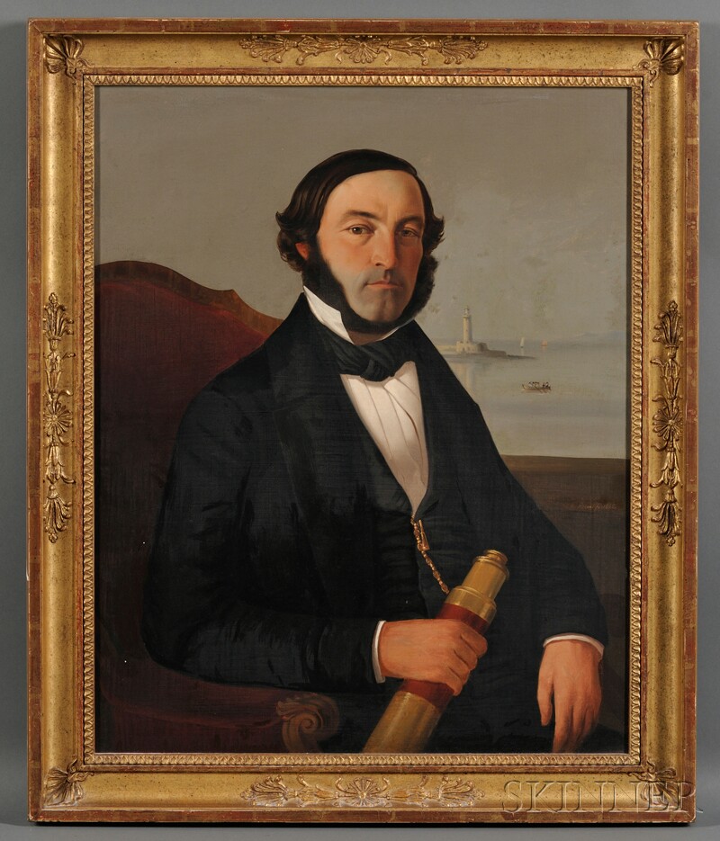 Appraisal: American French School th Century Portrait of a Sea Captain