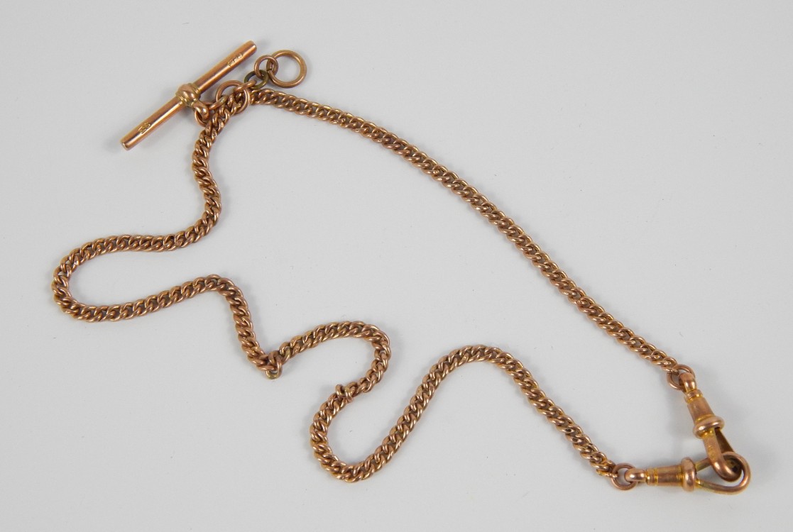 Appraisal: A ct rose gold curb link Albert chain with two