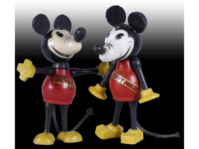 Appraisal: Lot of Walt Disney Fun-E-Flex Mickey Figures Description Wood jointed