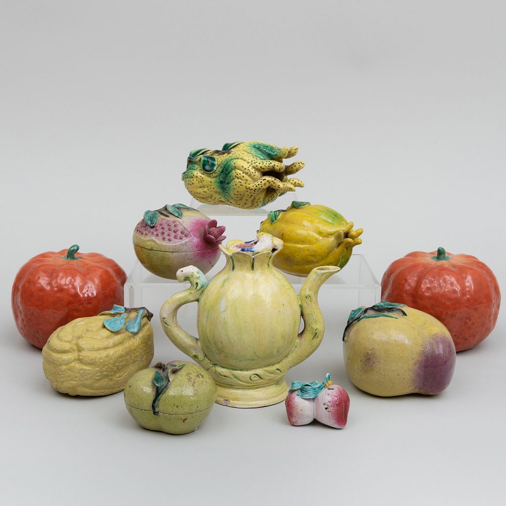 Appraisal: Group of Chinese Export Porcelain Models of Fruits Two Peach