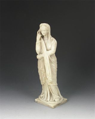 Appraisal: A th century carved alabaster figure of a classical maiden