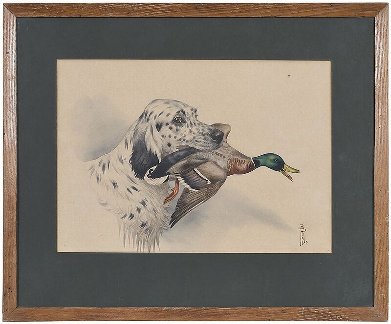 Appraisal: Boris Riab French Russian - English Setter with a Mallard