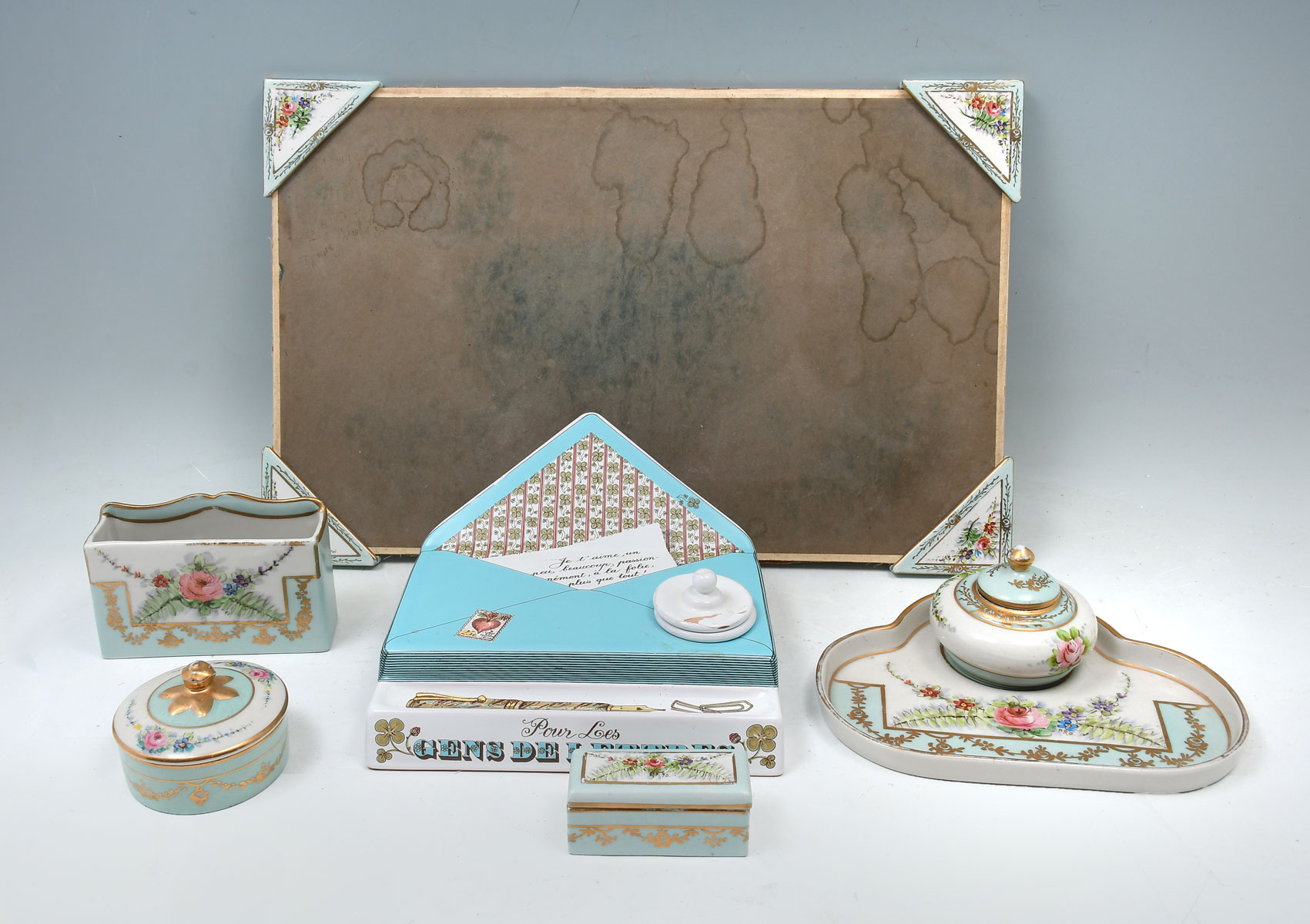 Appraisal: - PC AMOGES PORCELAIN DESK SET Comprising - Blotter pad