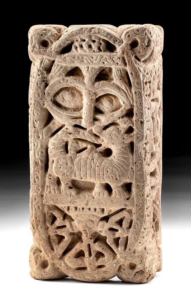 Appraisal: Seljuk Terracotta Architectural Element with Mouflon Medieval Middle East Central