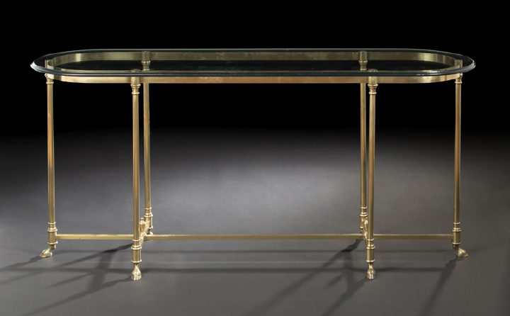 Appraisal: Art Moderne Gilt-Metal and Glass Side Table mid- th century