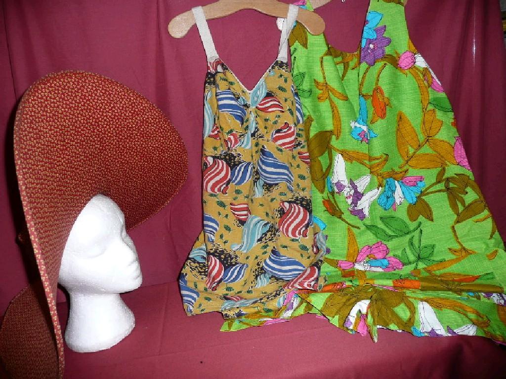 Appraisal: A large 's folding sun hat a vintage swimsuit and