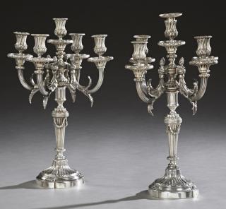 Appraisal: Pair of French Silverplated Louis XVI Style Six Li Pair