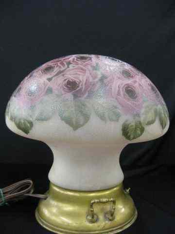 Appraisal: Pairpoint Art Glass Lamp mushroom shade with roses on textured