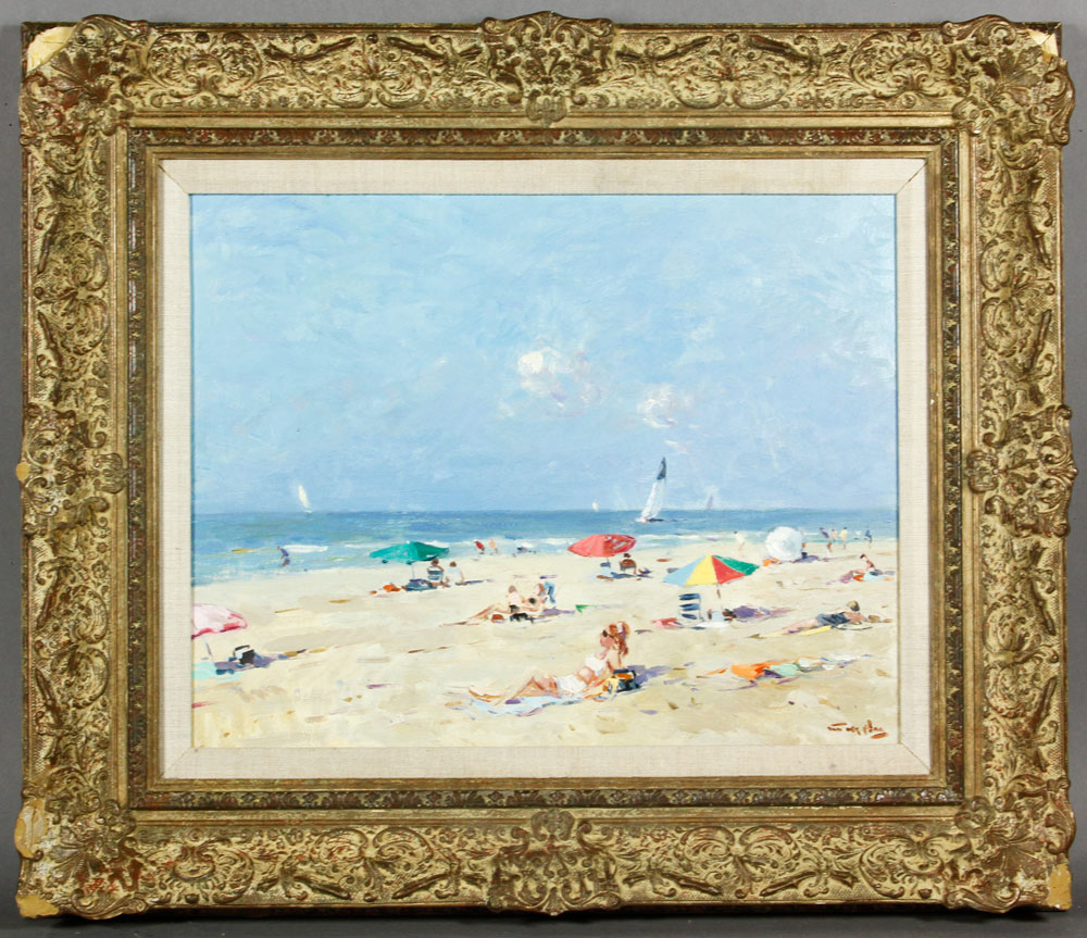 Appraisal: - Van Der Plas Beach Scene O B Nicolas Van