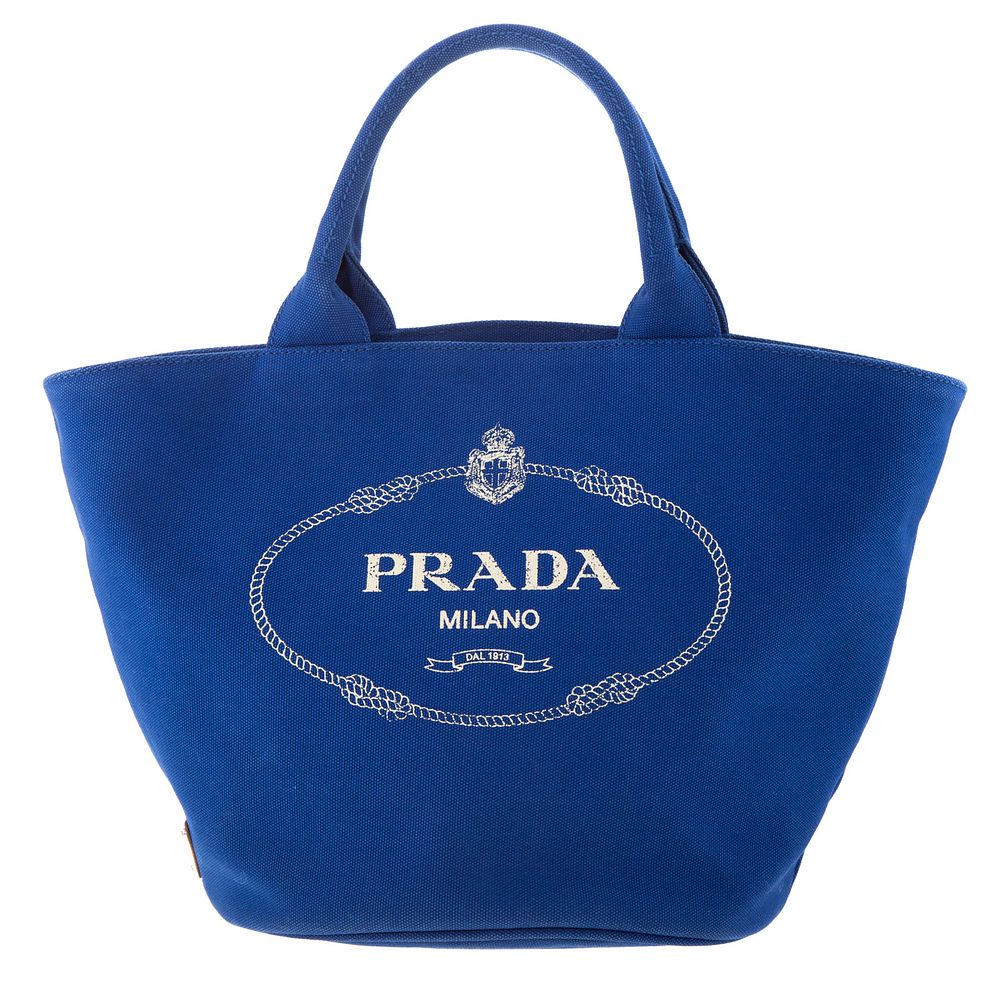 Appraisal: A Prada Canapa Tote A cobalt canvas Prada Canapa tote