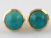 Appraisal: A pair of yellow metal tests carat gold turquoise ear