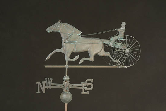 Appraisal: American Molded Copper 'Driver Sulky and Horse' Weathervane on Directional