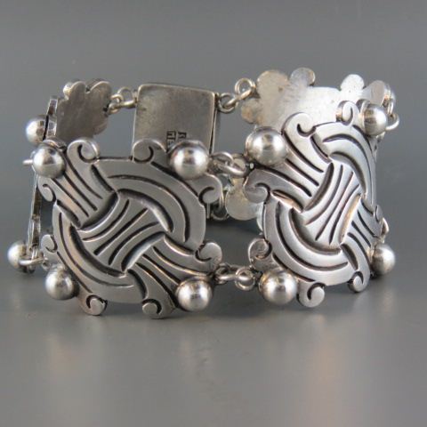 Appraisal: Vintage Mexican Sterling Silver Bracelet spratling style design wide long