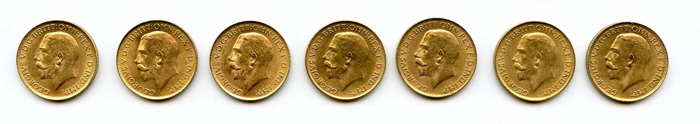 Appraisal: South Africa George V Sovereigns -SA KM- A few light