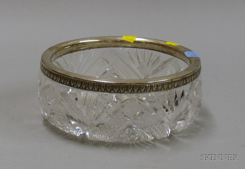 Appraisal: Silver Plate Mounted Colorless Cut Glass Fruit Bowl dia in