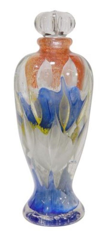 Appraisal: Studio blown art glass bottle with unassociated stopper chipped signed