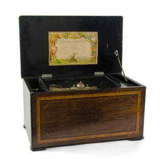 Appraisal: A SWISS MARQUETRY MUSIC BOX A SWISS MARQUETRY MUSIC BOX