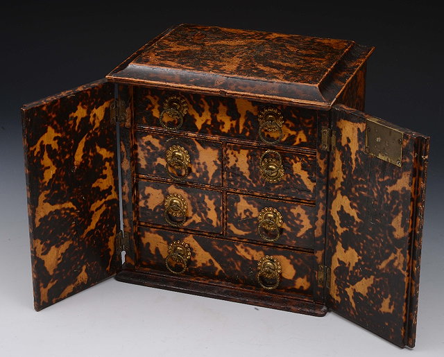 Appraisal: A TH CENTURY PAINTED WOODEN SIMULATED TORTOISESHELL TABLE CABINET having