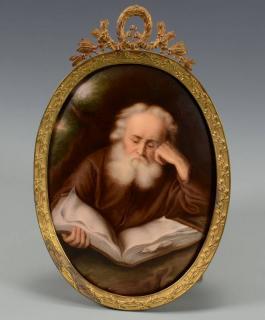 Appraisal: KPM Porcelain Plaque St John Hand-painted KPM Berlin porcelain plaque