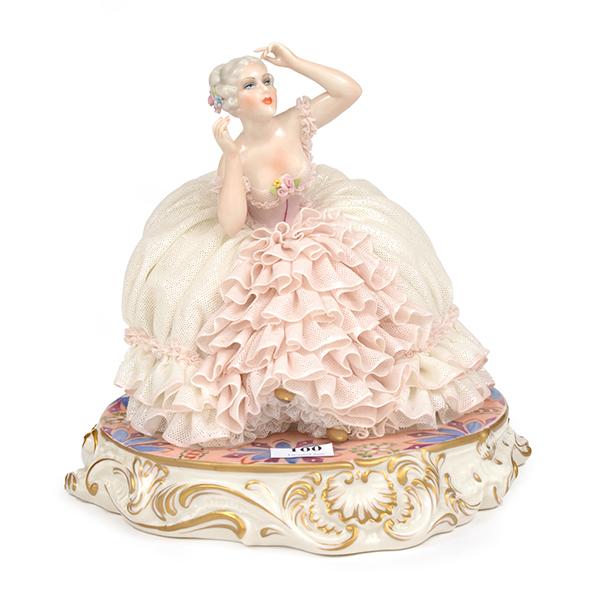 Appraisal: A CONTINENTAL PORCELAIN LACE FIGURE GROUP DEPICTING A BALLERINA CM